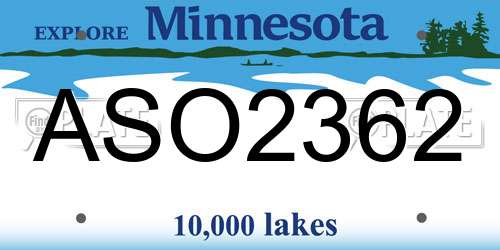 ASO2362 Minnesota License Plate