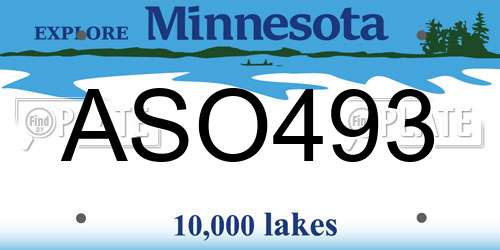ASO493 Minnesota License Plate