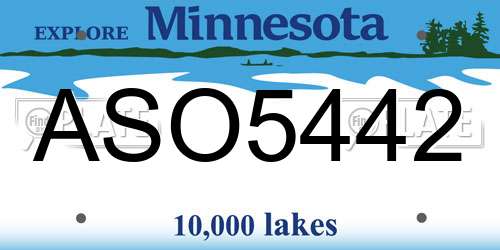 ASO5442 Minnesota License Plate