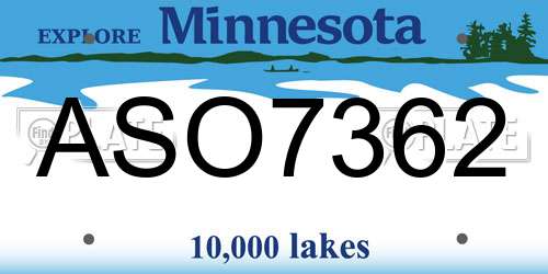 ASO7362 Minnesota License Plate