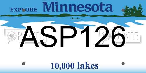 ASP126 Minnesota License Plate