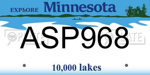 ASP968 Minnesota License Plate