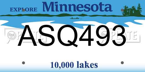 ASQ493 Minnesota License Plate