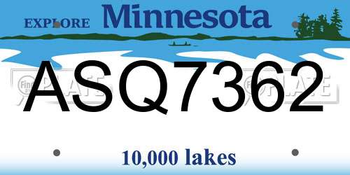 ASQ7362 Minnesota License Plate