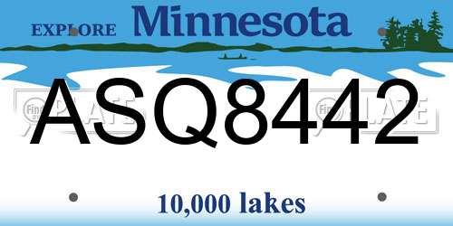 ASQ8442 Minnesota License Plate