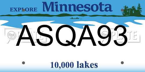 ASQA93 Minnesota License Plate