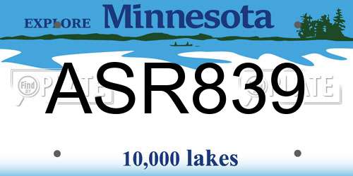 ASR839 Minnesota License Plate