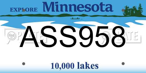 ASS958 Minnesota License Plate