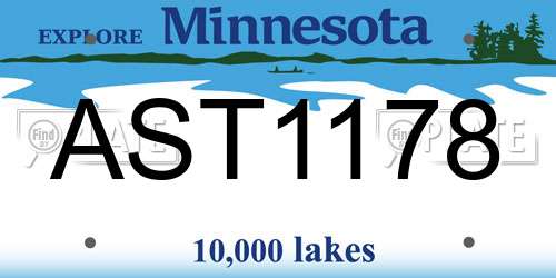 AST1178 Minnesota License Plate