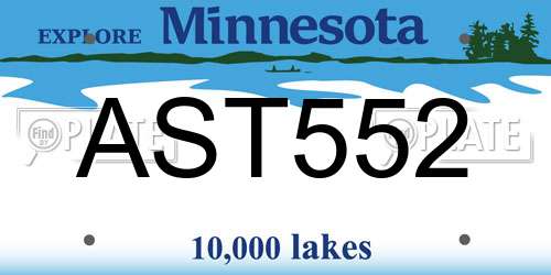 AST552 Minnesota License Plate