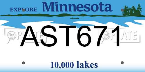 AST671 Minnesota License Plate