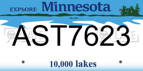 AST7623 Minnesota License Plate