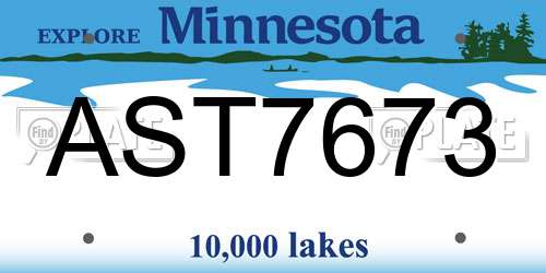 AST7673 Minnesota License Plate