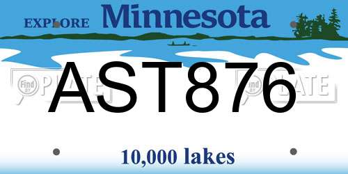 AST876 Minnesota License Plate