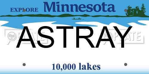 ASTRAY Minnesota License Plate