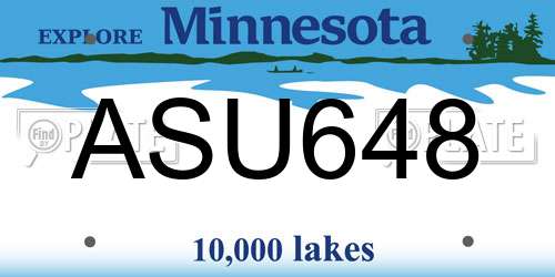 ASU648 Minnesota License Plate
