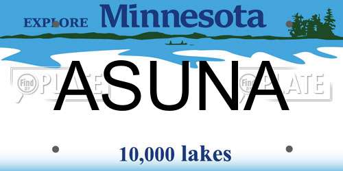 ASUNA Minnesota License Plate
