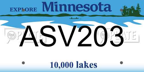 ASV203 Minnesota License Plate