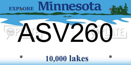 ASV260 Minnesota License Plate