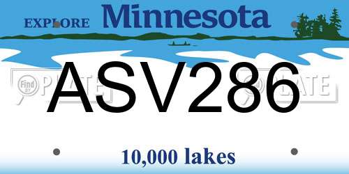 ASV286 Minnesota License Plate