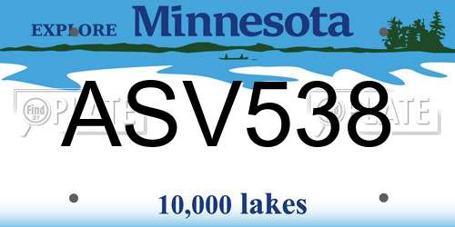 ASV538 Minnesota License Plate
