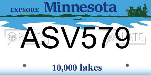 ASV579 Minnesota License Plate
