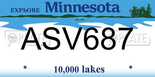 ASV687 Minnesota License Plate