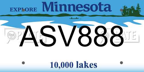 ASV888 Minnesota License Plate
