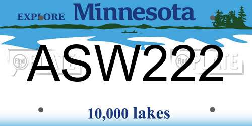 ASW222 Minnesota License Plate
