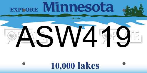 ASW419 Minnesota License Plate