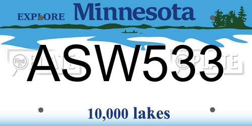 ASW533 Minnesota License Plate