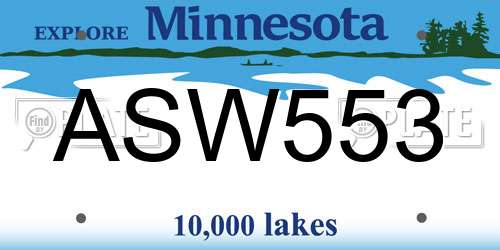 ASW553 Minnesota License Plate