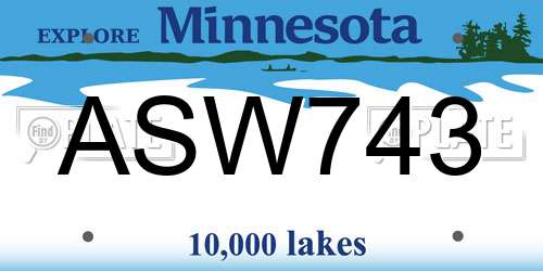 ASW743 Minnesota License Plate
