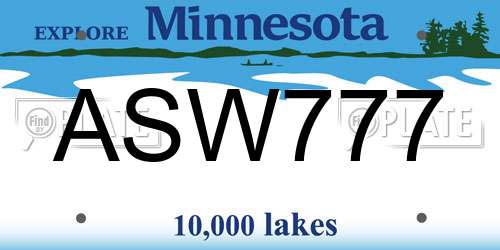 ASW777 Minnesota License Plate
