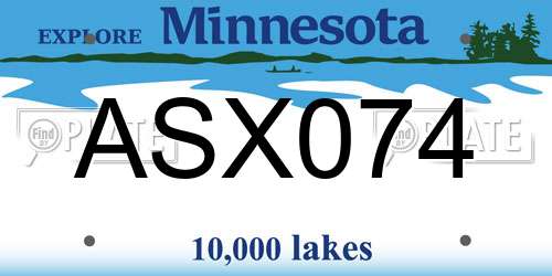 ASX074 Minnesota License Plate