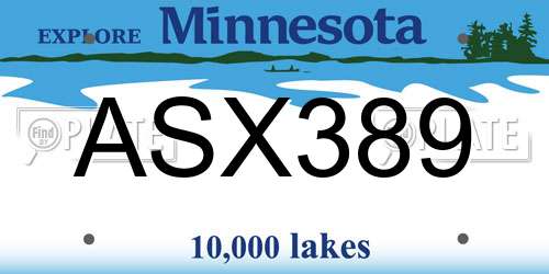 ASX389 Minnesota License Plate