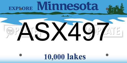 ASX497 Minnesota License Plate