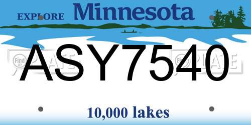 ASY7540 Minnesota License Plate