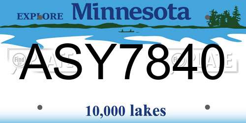 ASY7840 Minnesota License Plate