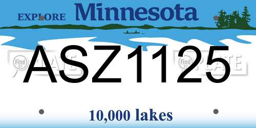 ASZ1125 Minnesota License Plate