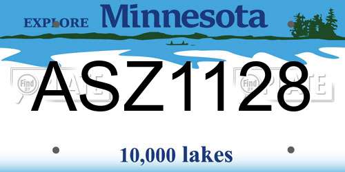ASZ1128 Minnesota License Plate