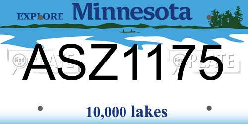 ASZ1175 Minnesota License Plate