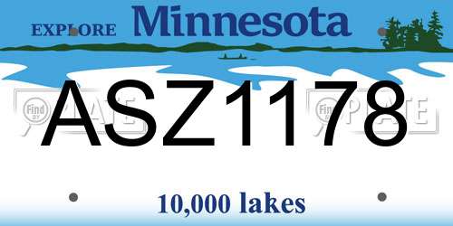 ASZ1178 Minnesota License Plate