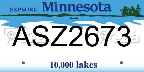 ASZ2673 Minnesota License Plate