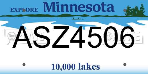 ASZ4506 Minnesota License Plate