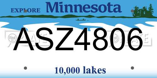 ASZ4806 Minnesota License Plate