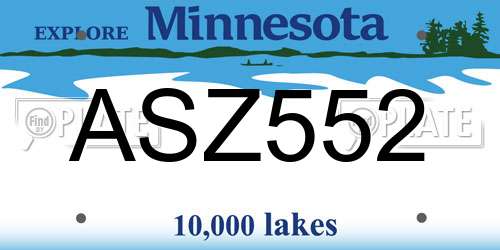ASZ552 Minnesota License Plate