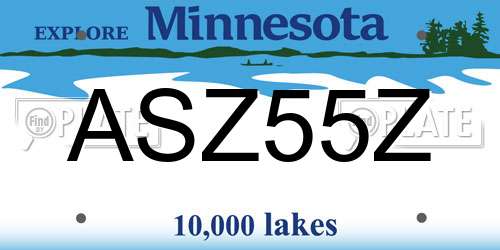 ASZ55Z Minnesota License Plate