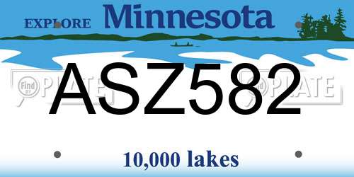 ASZ582 Minnesota License Plate