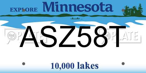 ASZ58T Minnesota License Plate